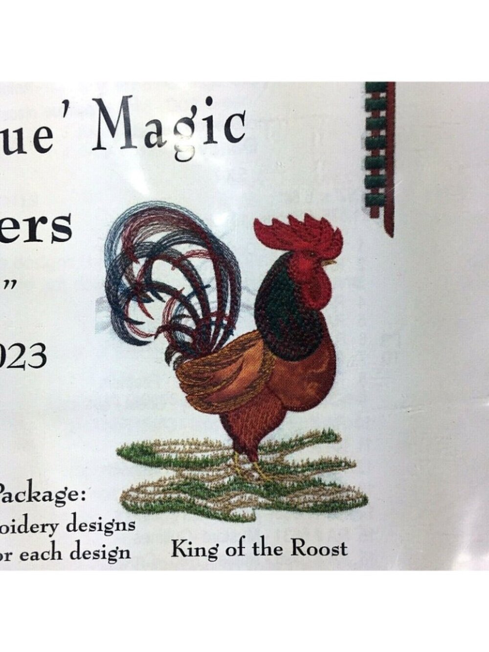 Joei's Applique Magic Roosters 5" x 7" Kit 4 Rooster Embroidery designs